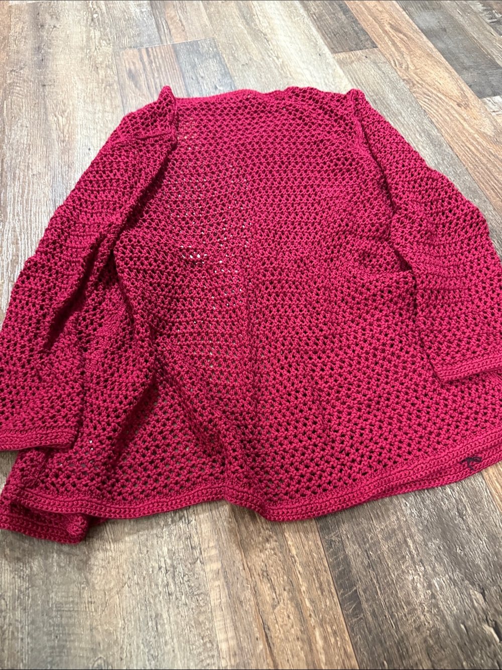 Eddie Bauer Open-Knit Button Front Cardigan - Raspberry - Picture 3 of 3